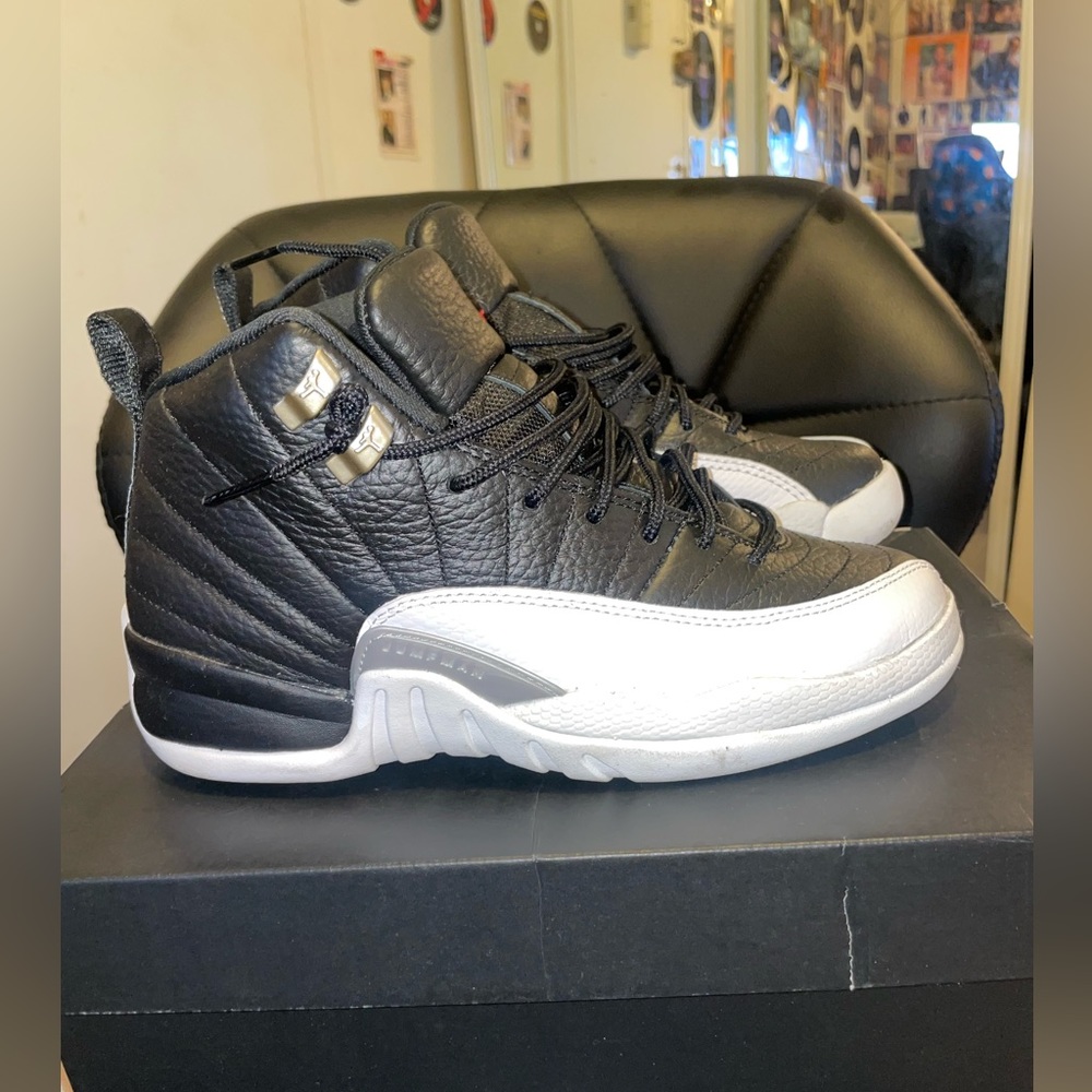Black and white Jordan 12’s